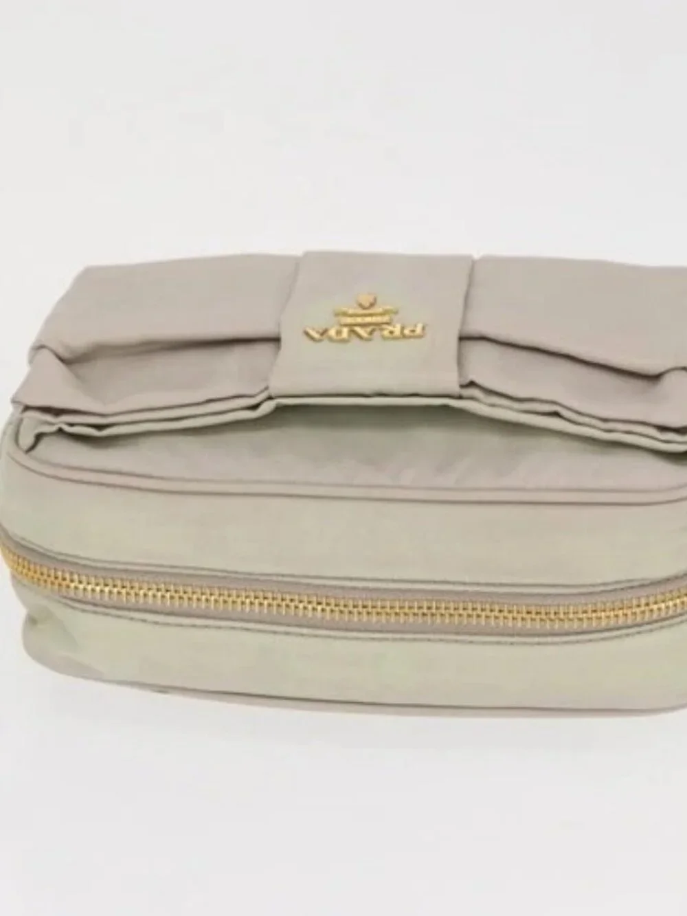 PRADA Shoulder Bag Nylon Ivory Gold Auth 168292 - Picture 6 of 16